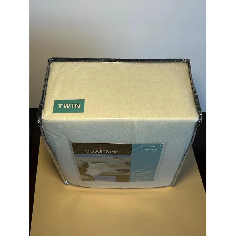 Cuddl Duds Twin Heavyweight Flannel Sheet Set Ivory 100% Cotton 3CUSFLSSSDTW